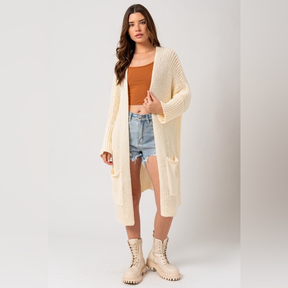 Sweaters - 674. Slouchy Sweater Cardigan in Ivory